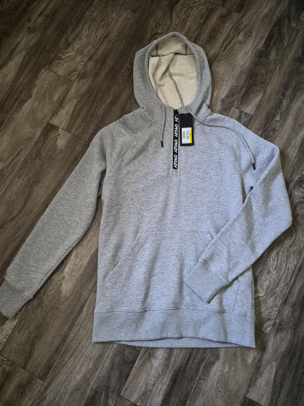 Oakley Men's Light Gray Crewneck Hoodie with Branded Placket